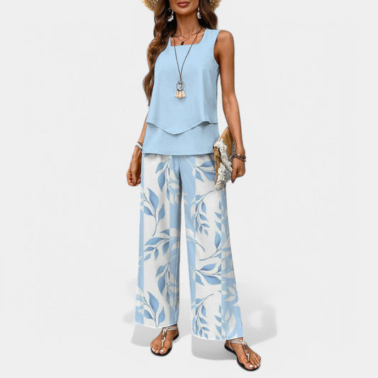 Isabel™ - Conjunto de Blusa y Pantalones de Pierna Ancha