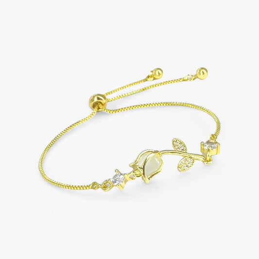 LEONOR™ – Pulsera ajustable con charm de flor